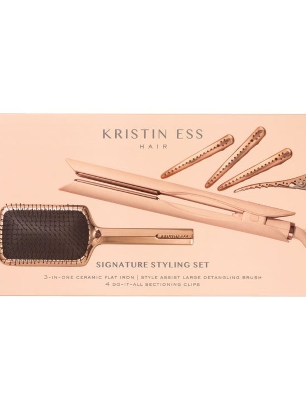 Kristin Ess Hair Signature Styling Gift Set 3-in-1 Ceramic Flat Iron Bundle